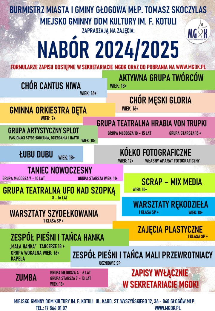 Nabór na zajęcia stałe w roku szkolnym 2024/25